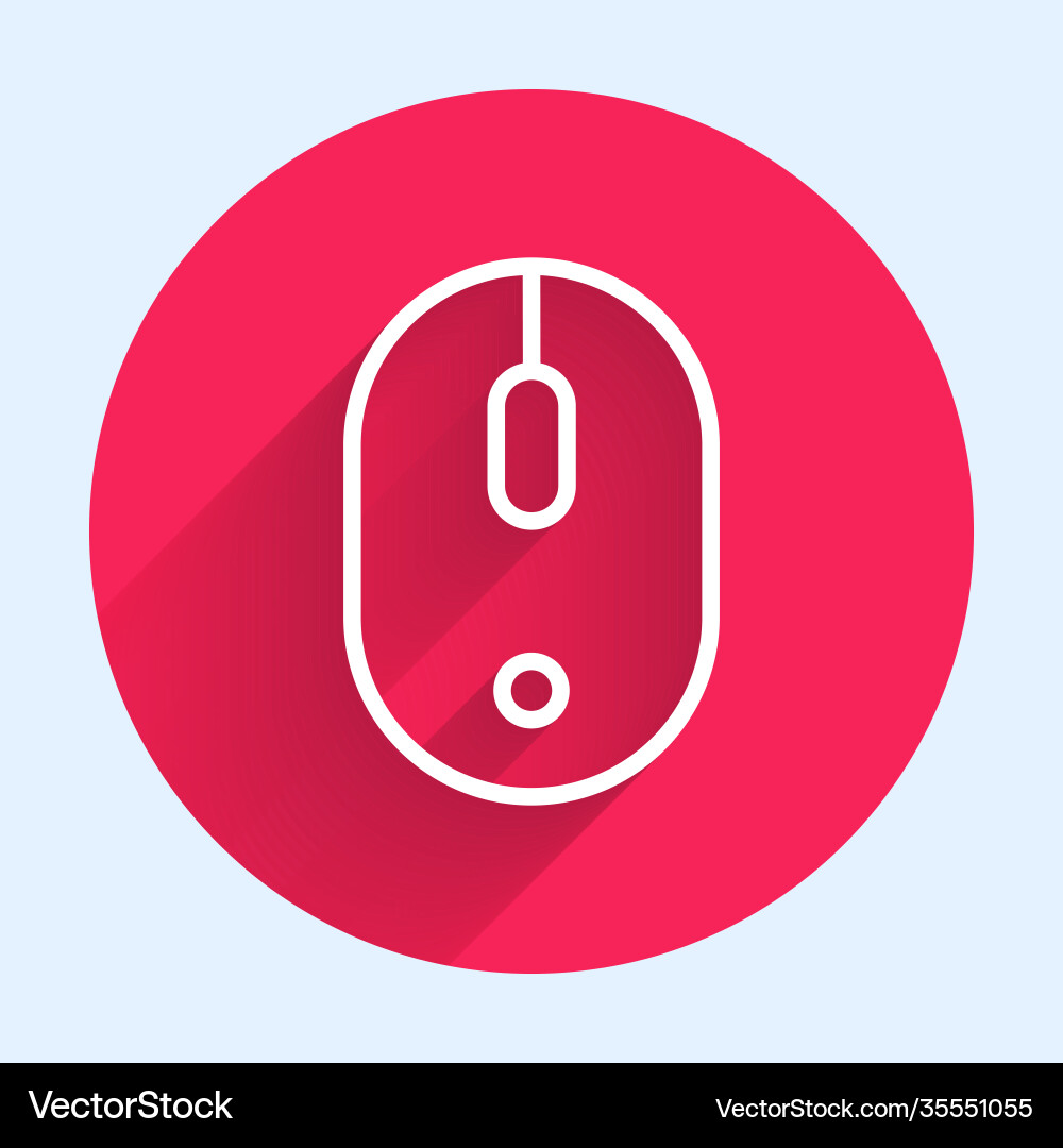 White line computer mouse icon isolated with long White line computer mouse icon isolated with long vector image