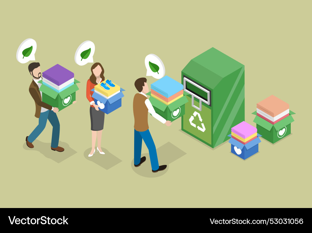 3d isometric flat of recycling Royalty Free Vector Image