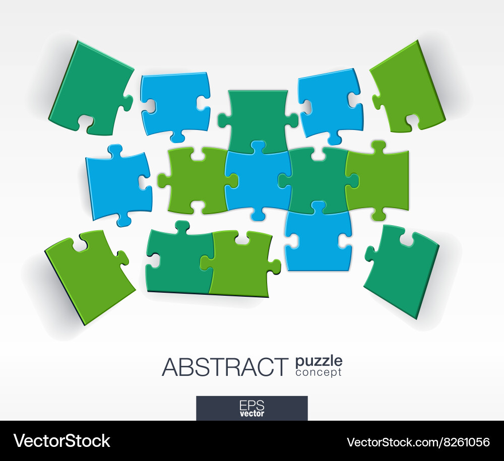 Abstract background with connected color puzzles vector image