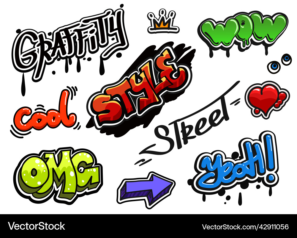 Abstract street graffiti lettering art Royalty Free Vector
