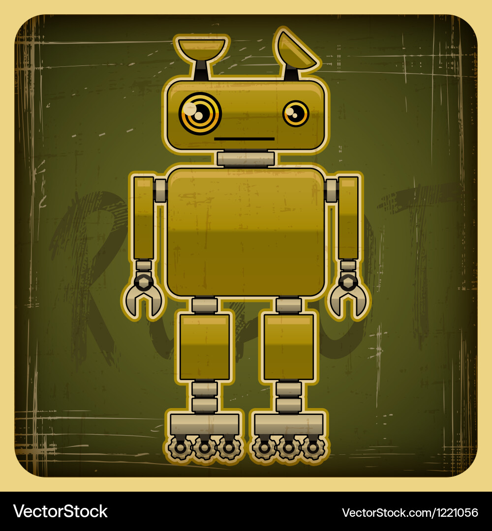 Card in retro style with the robot Vector Image