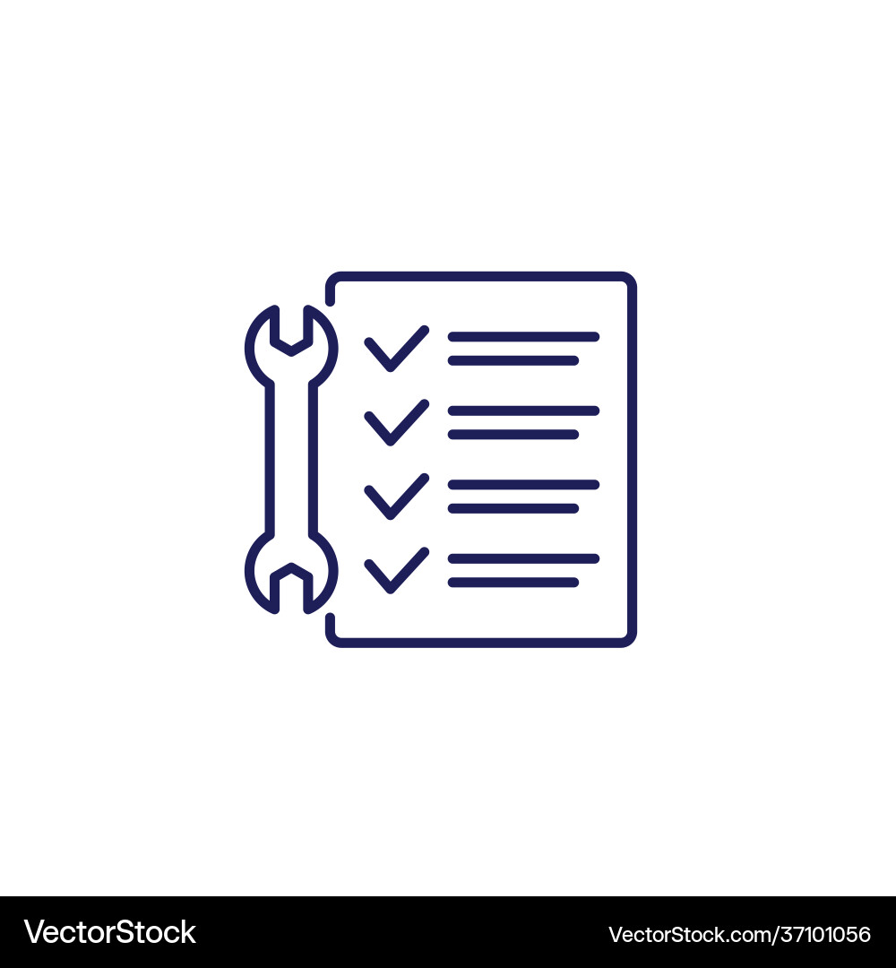 Checklist Line Icon - Service List Vector Image