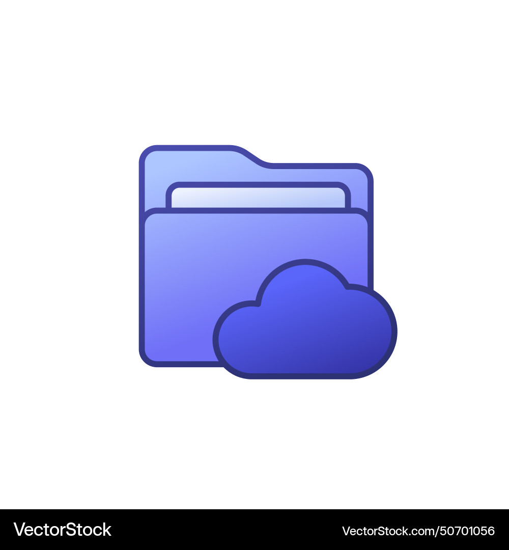 Cloud folder icon with outline vector image