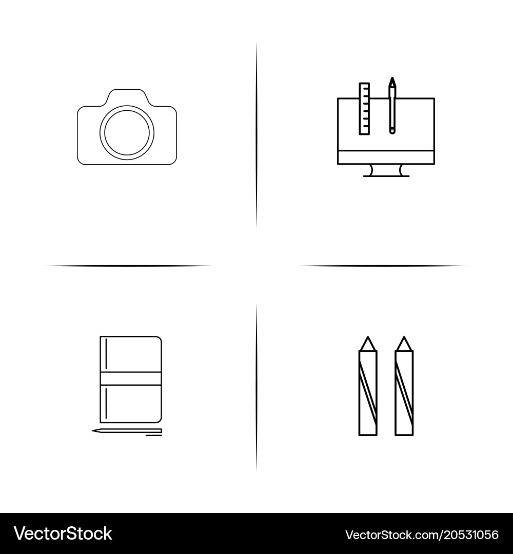Creative process and design simple linear icons vector image
