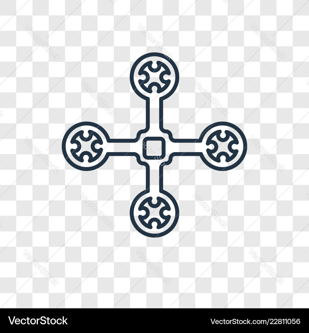 Drone concept linear icon isolated on transparent vector image