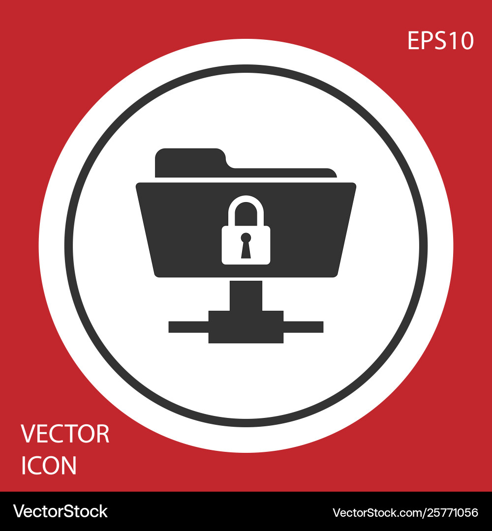 Grey ftp folder and lock icon isolated on red Grey ftp folder and lock icon isolated on red Vector Image