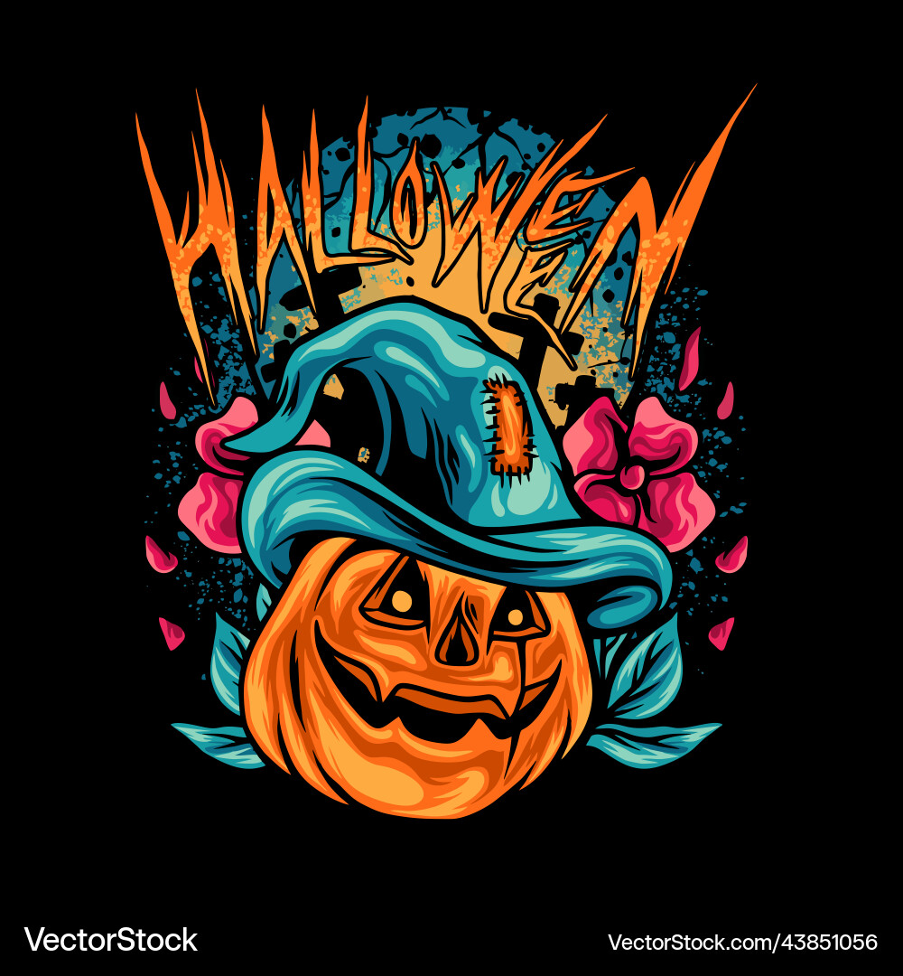 Halloween pumpkins with dark situation Halloween pumpkins with dark situation Vector Image