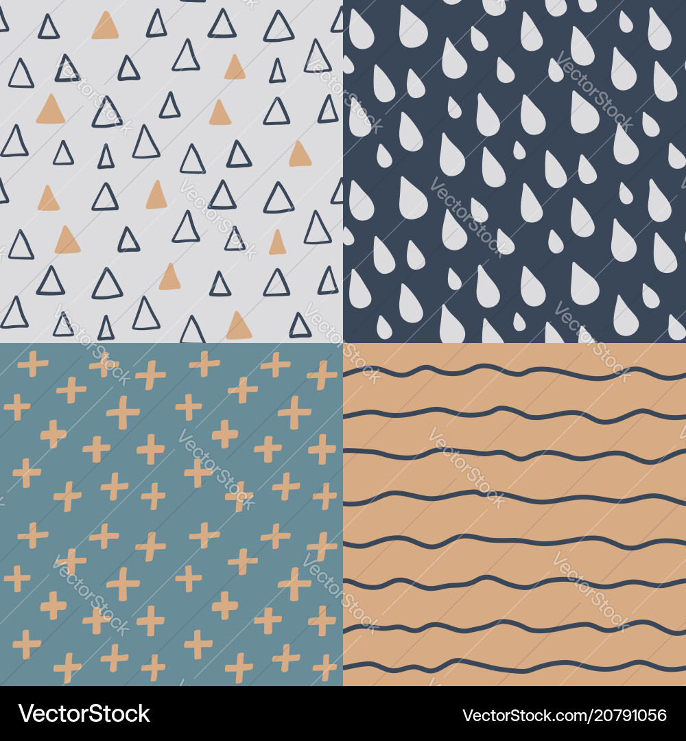 Hand drawn seamless pattern set simple texture Hand drawn seamless pattern set simple texture vector image