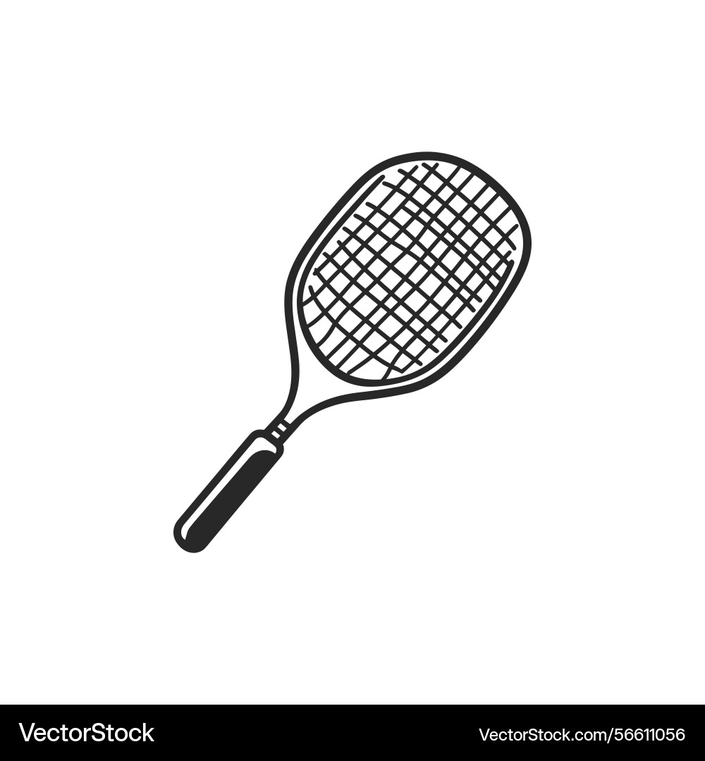 Handdrawn style tennis racket with stringed head Vector Image