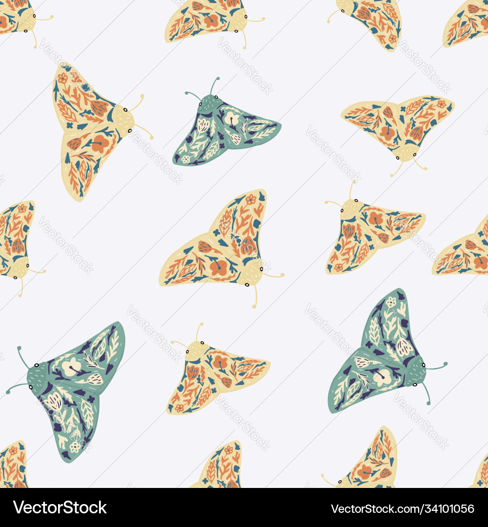 Isolated seamless random pattern with butterfly Isolated seamless random pattern with butterfly vector image
