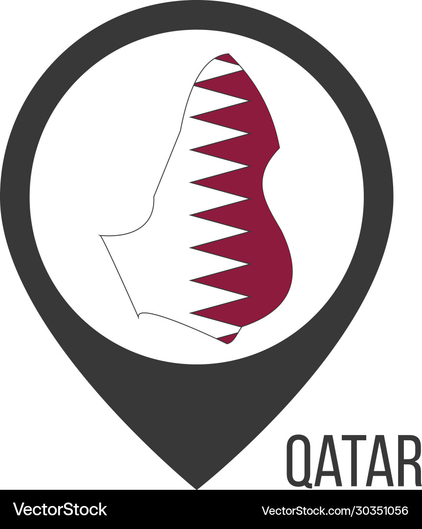 Map pointers with contry qatar flag stock Map pointers with contry qatar flag stock vector image