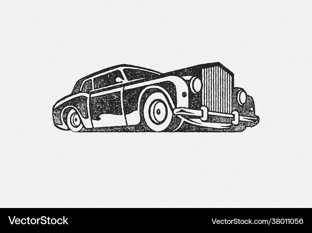Old Classic Auto Silhouette Hand gezogen Tinte Stempel Old Classic Auto Silhouette Hand gezogen Tinte Stempel vektorbild