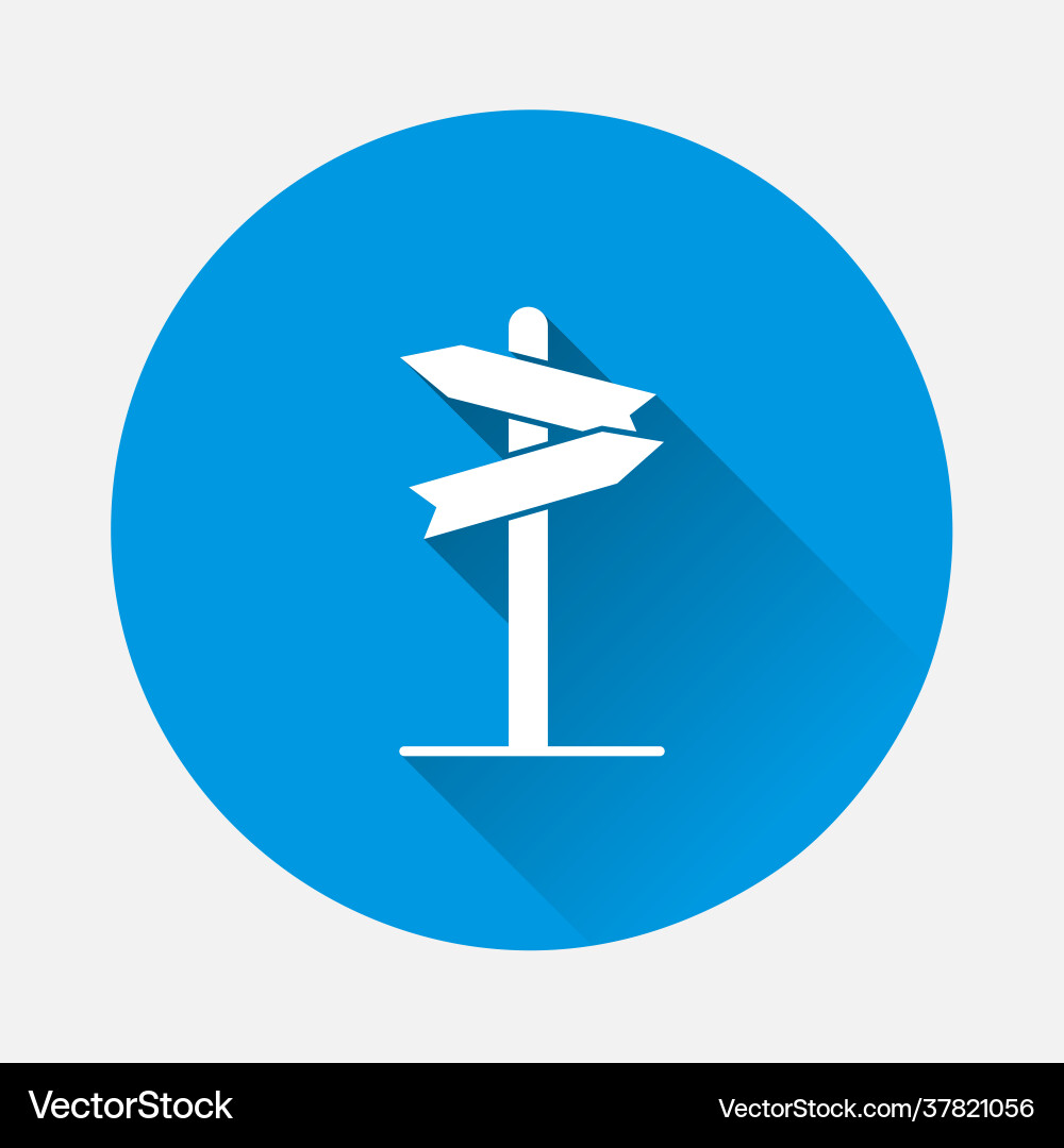 Pointer direction icon on blue background flat Vector Image