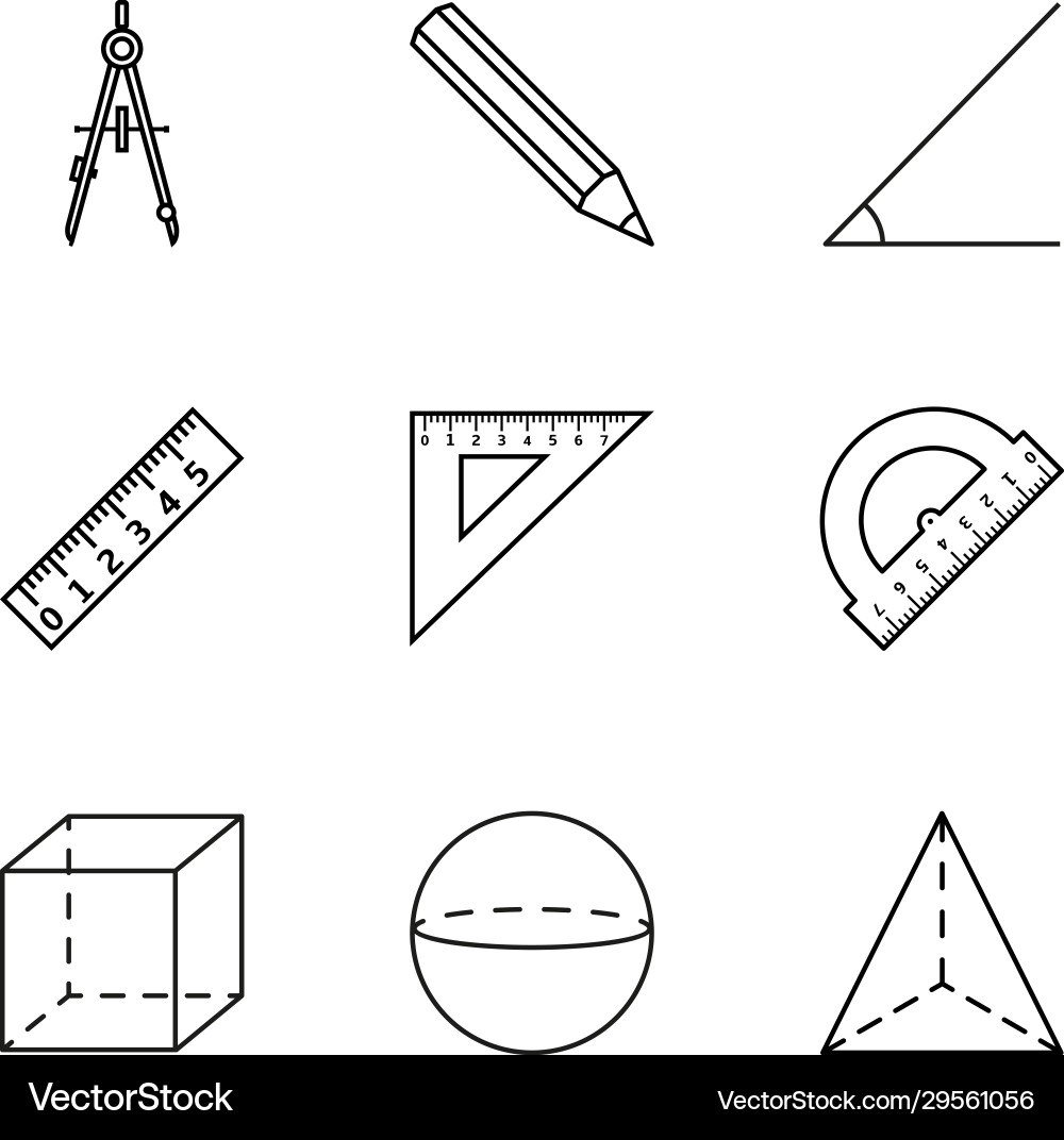 School Geometry Icons Set – Royalty-Free Vector | VectorStock, image size:1000x1072