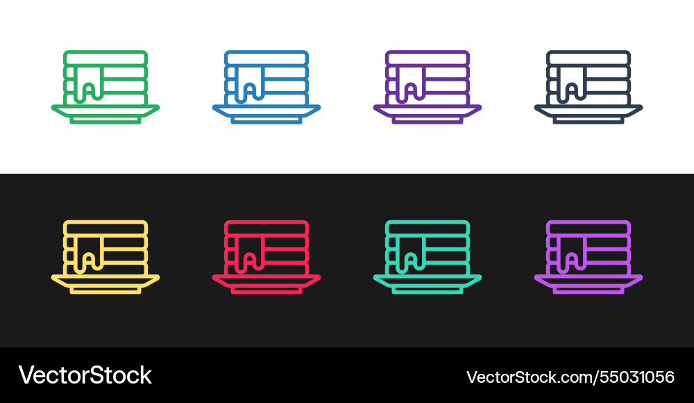Set line stack of pancakes with honey icon Set line stack of pancakes with honey icon Vector Image
