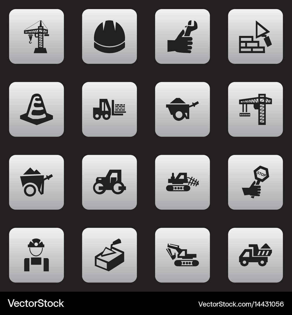 Set of 16 editable building icons includes Vector Image