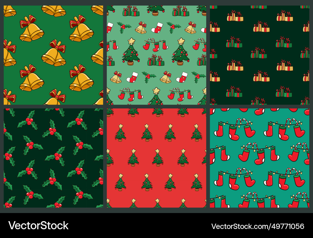 Set of patterns with christmas elements Set of patterns with christmas elements vector image