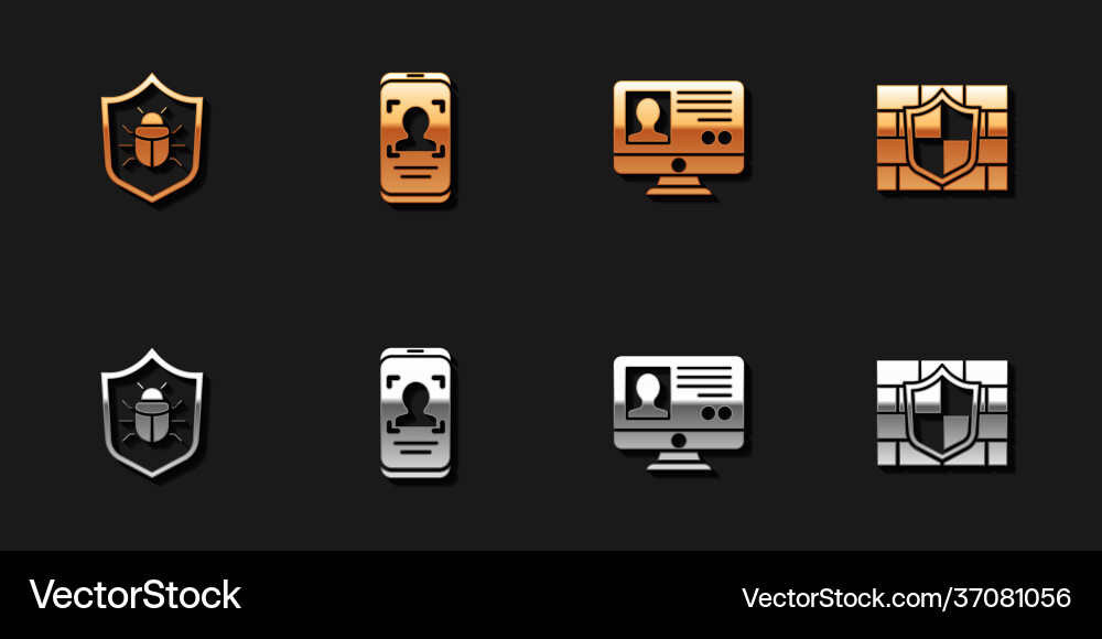 Set system bug mobile and face recognition Vector Image