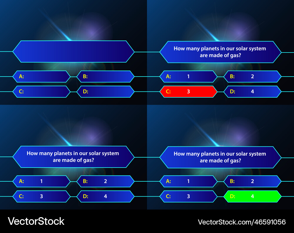 Template with a question and the correct answer Vector Image