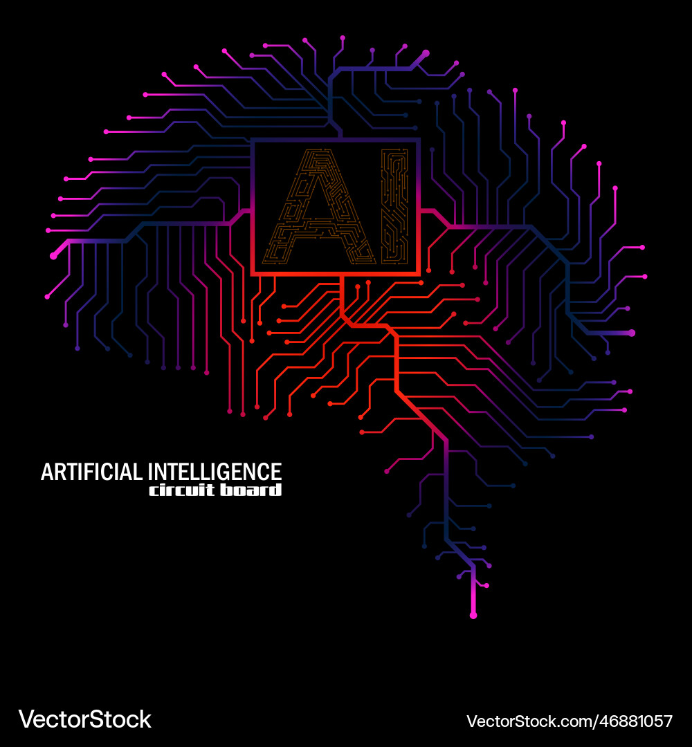 Abstract technological brain with artificial vector image