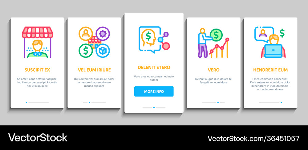 Account manager work onboarding elements icons set Vector Image