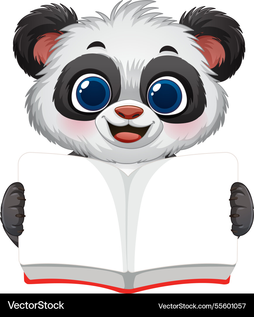 Adorable panda holding an open book smiling Vector Image