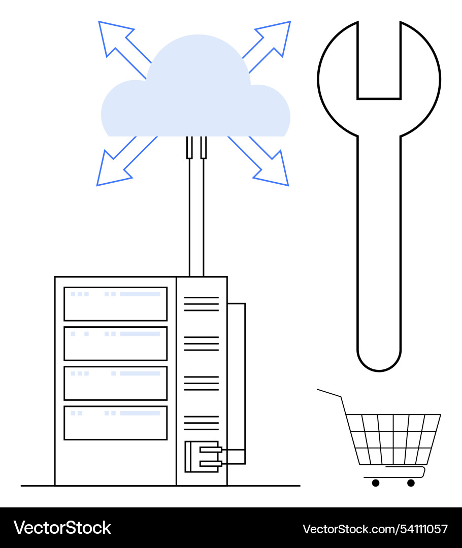 Cloud computing and e-commerce data management Vector Image