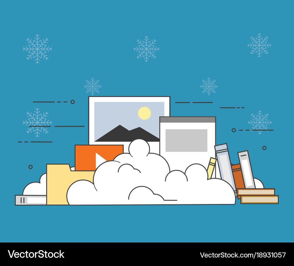 Computer device data cloud storage security flat vector image