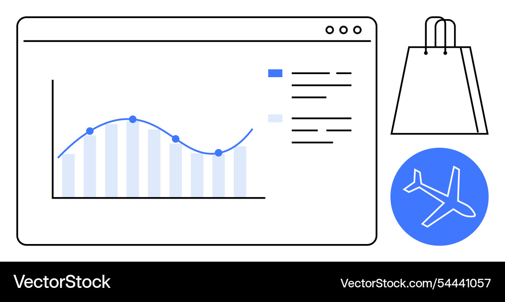 Data analytics dashboard with growth chart vector image
