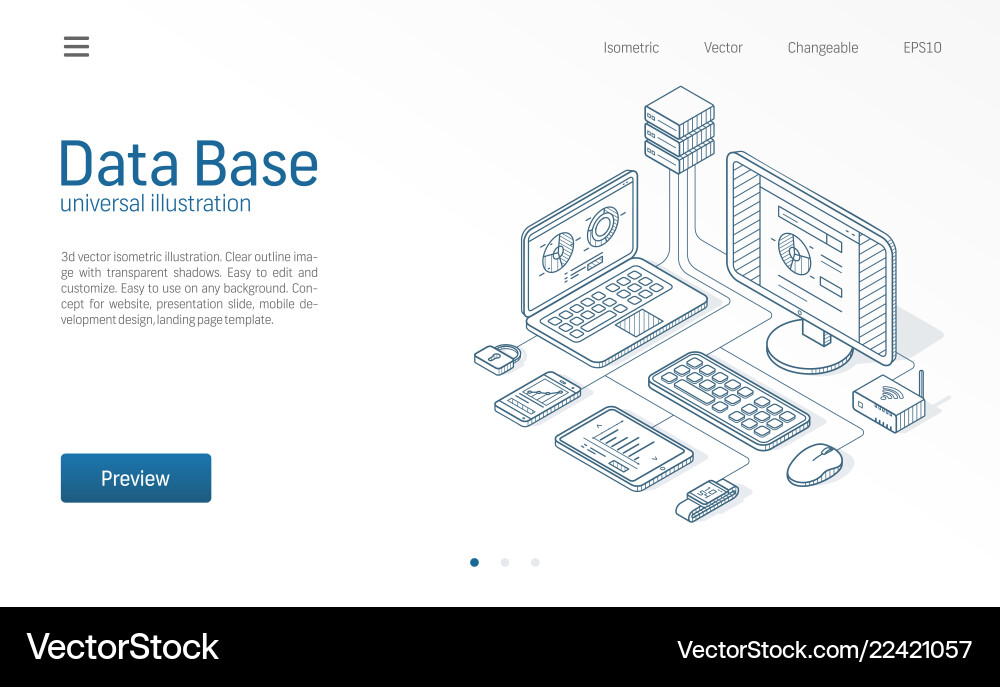 Database big data host server modern isometric vector image