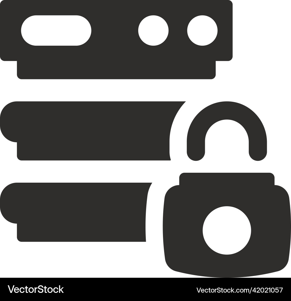 Database lock icon on white background vector image