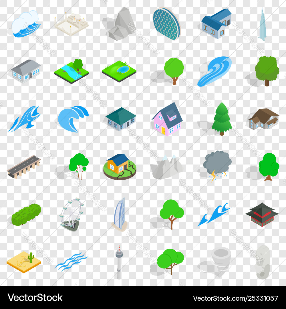 Different element icons set isometric style Vector Image