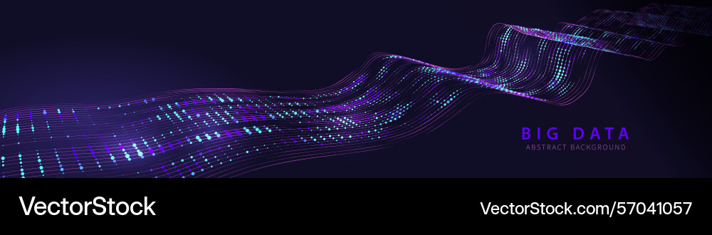 Dots big data on wavy way flow quantum computing vector image