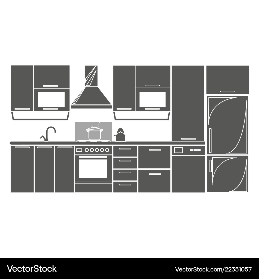 Drawing kitchen interior plan icon Drawing kitchen interior plan icon vector image