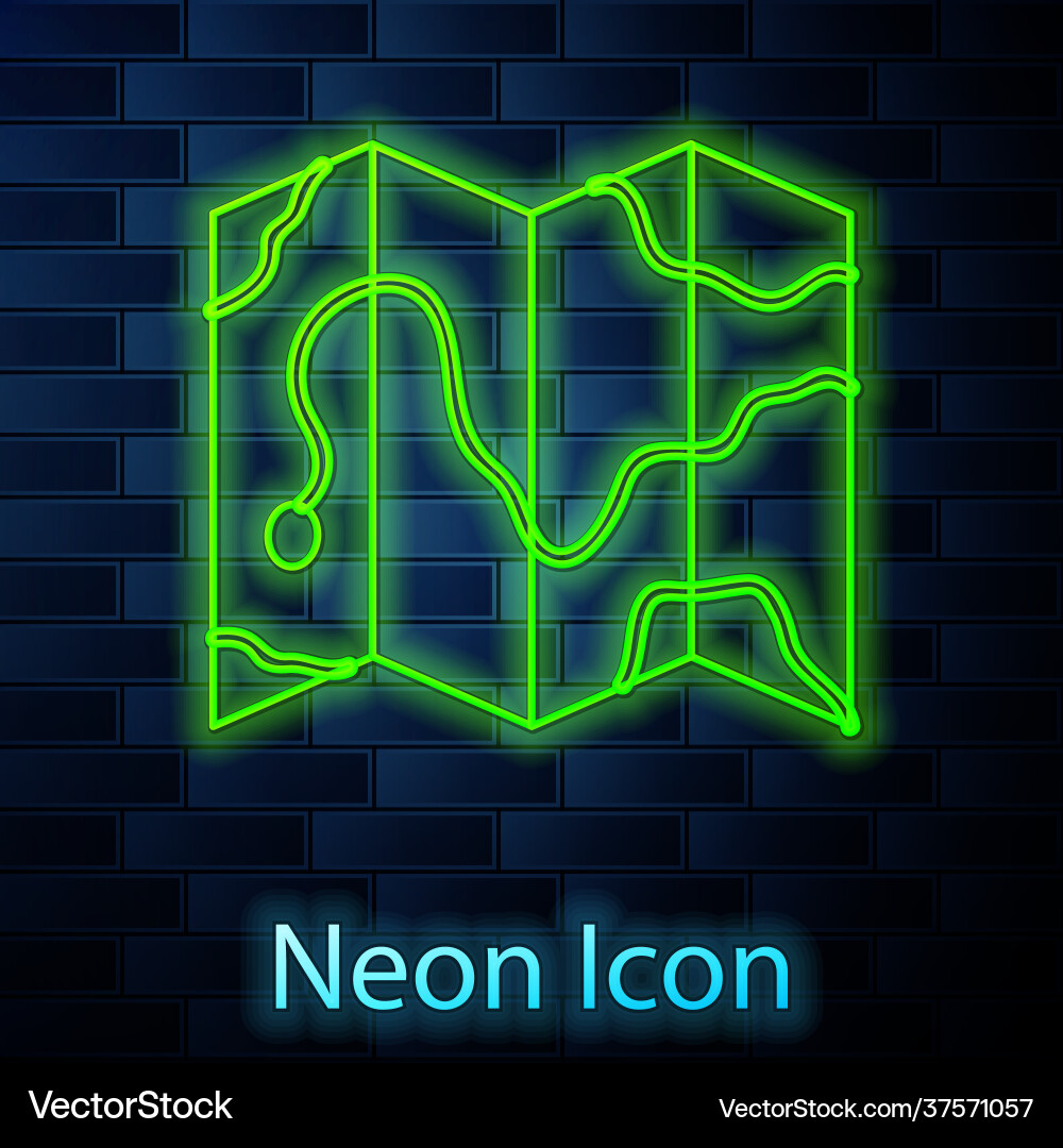 Glowing neon line location forest on a map Glowing neon line location forest on a map vector image