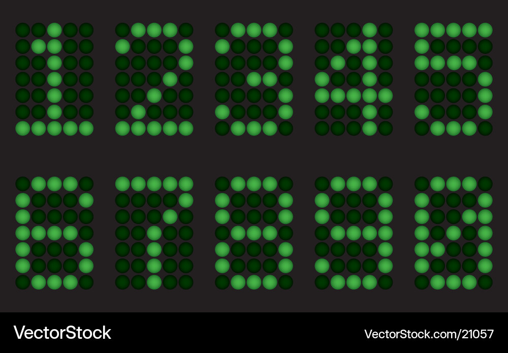Green digits for matrix display Vector Image