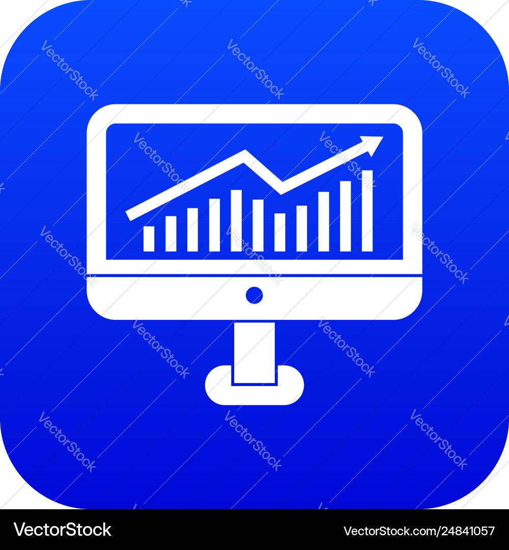 Growth graph on computer monitor icon digital Growth graph on computer monitor icon digital Vector Image