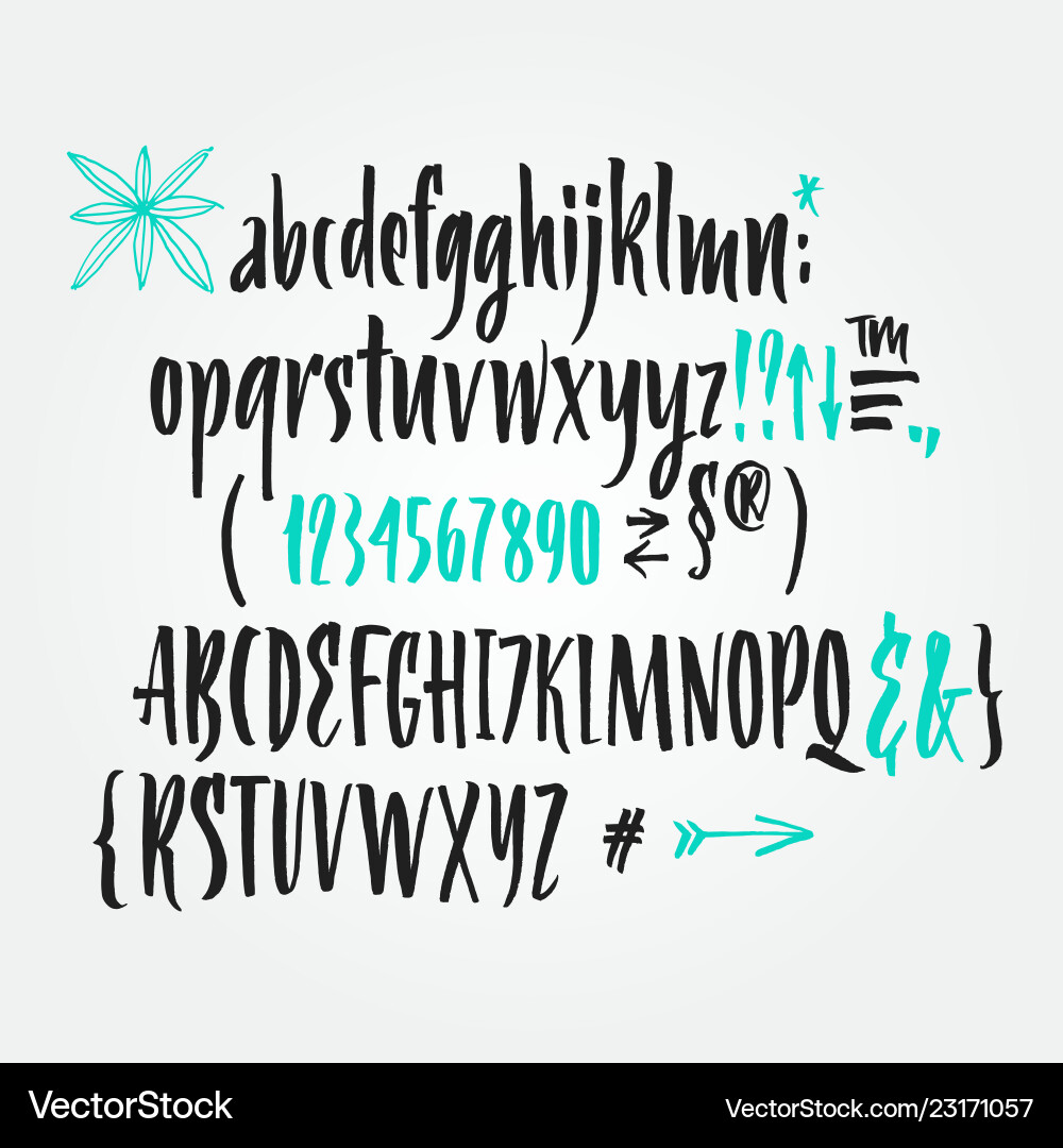 Handwritten script brush font Handwritten script brush font vector image