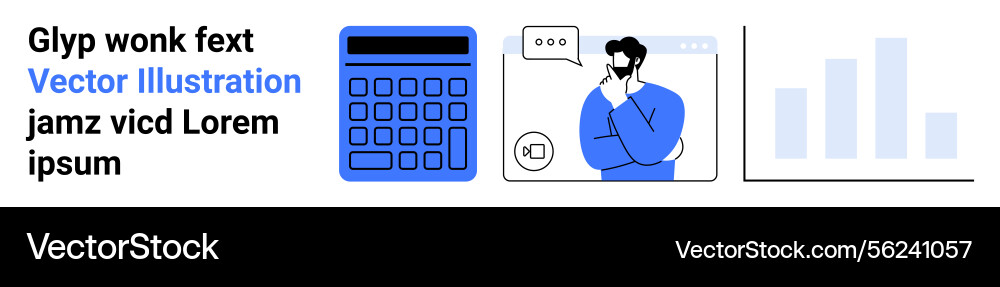 Man analyzing data with calculator chat bubble Man analyzing data with calculator chat bubble Vector Image