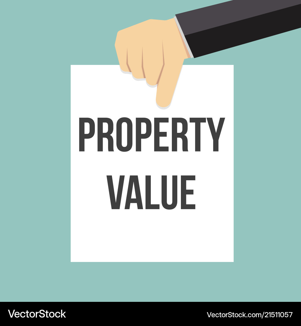 Man showing paper property value text Man showing paper property value text vector image