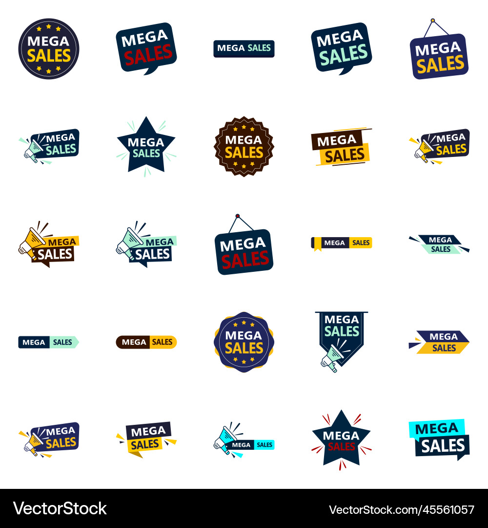 Mega sale 25 eye catching designs to increase Mega sale 25 eye catching designs to increase vector image