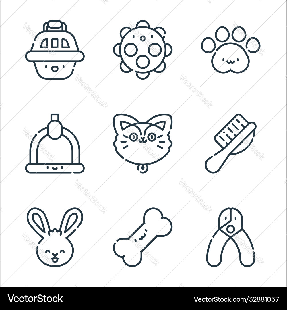 Pets line icons linear set quality vector image