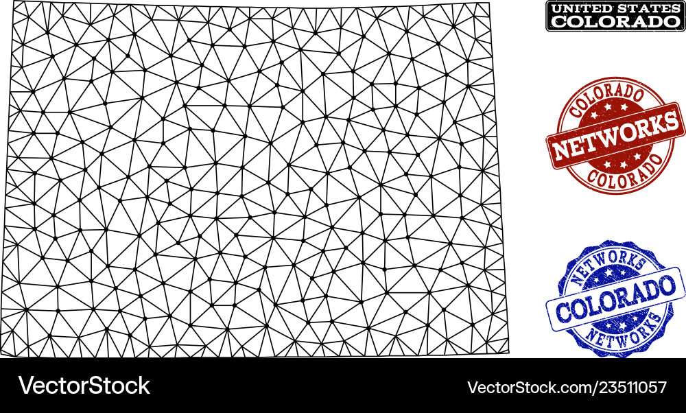 Polygonal network mesh map of colorado Vector Image