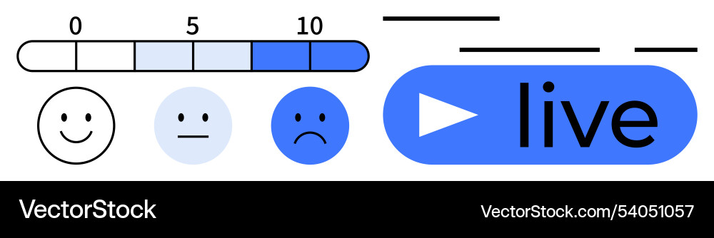 Sentiment scale and live stream button Sentiment scale and live stream button vector image