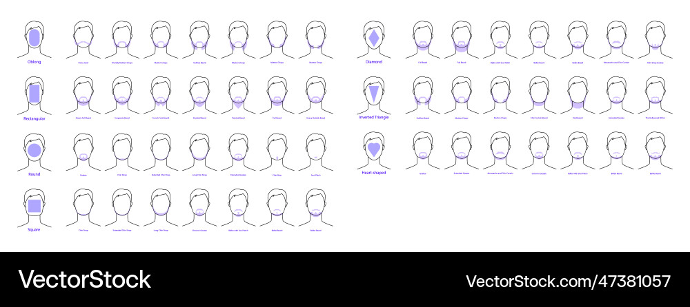 Set of beard style for every face shape Set of beard style for every face shape vector image