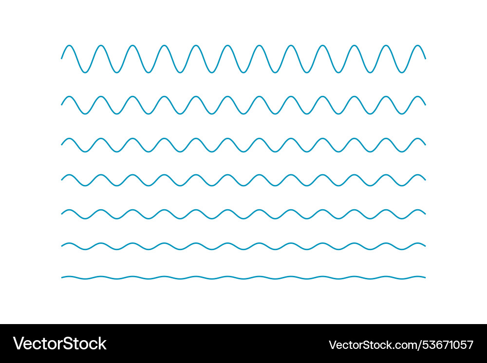 Set of blue wavy zigzag lines pattern vector image