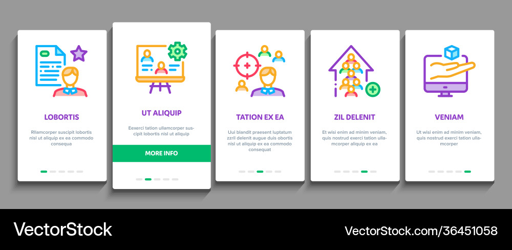 Account manager work onboarding elements icons set Account manager work onboarding elements icons set vector image