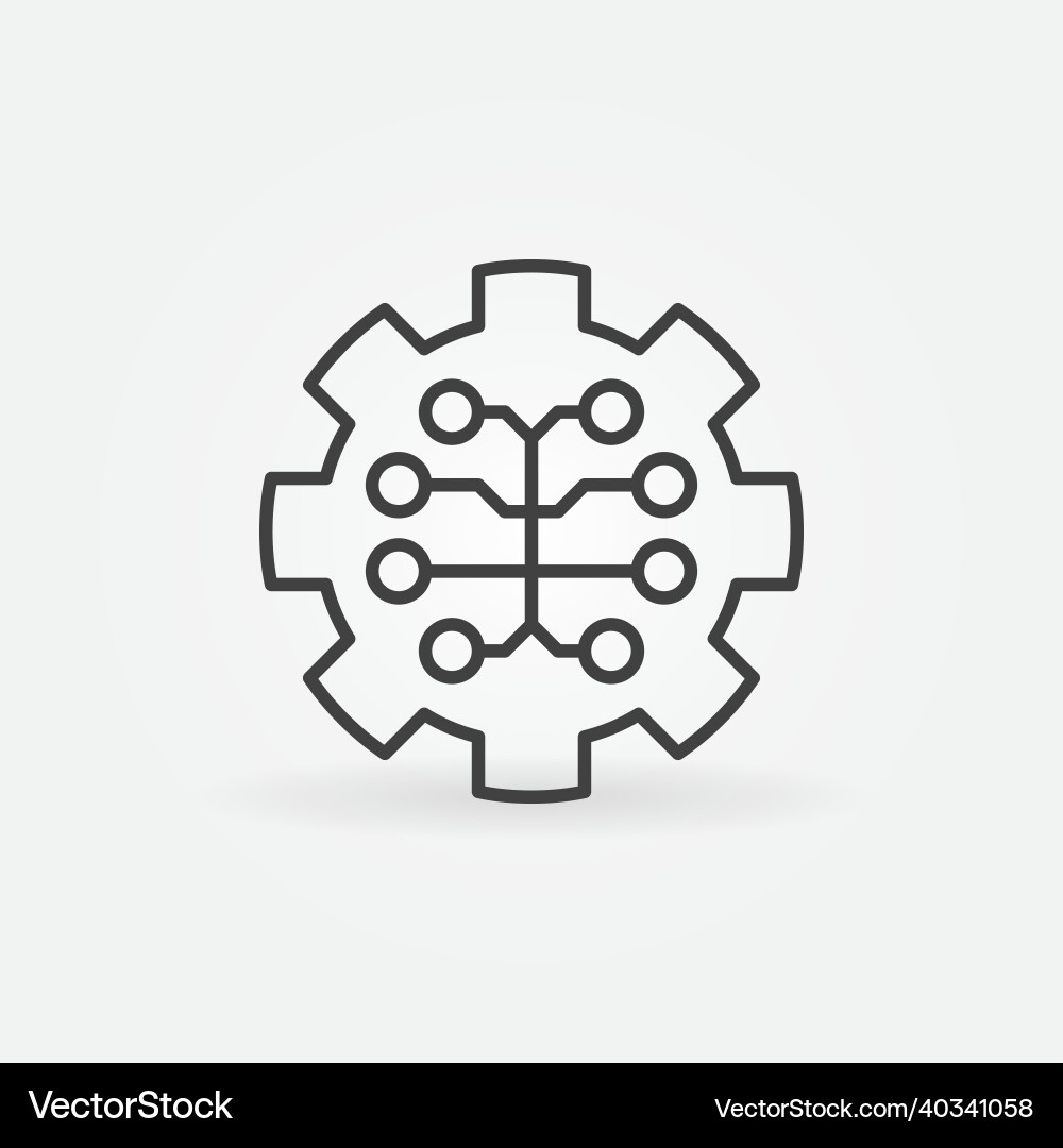 AI Brain with Gear Icon - Neural Network Vector Image