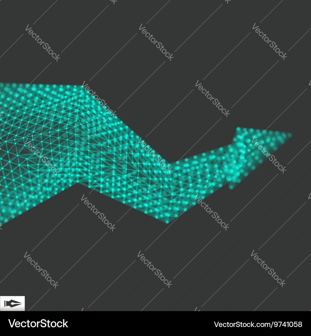 Arrow glowing grid connection structure 3d vector image