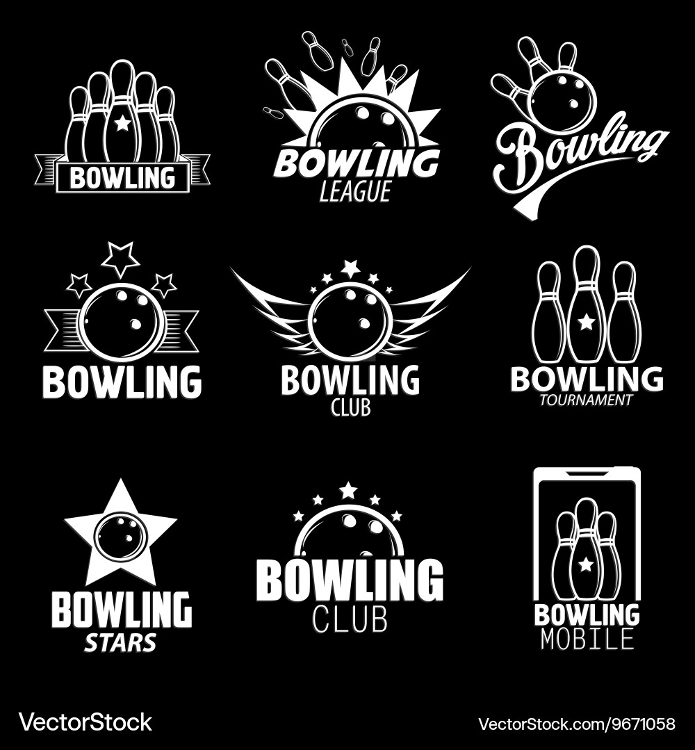 Bowling Labels & Icons Set Vector Image